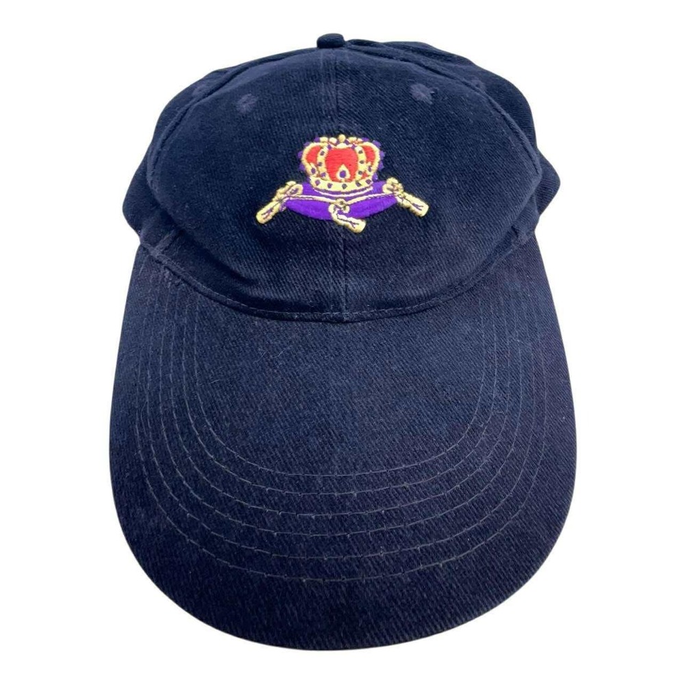 Vintage Crown Royal corduroy Embroidered Navy Blue‎ Baseball Cap Hat